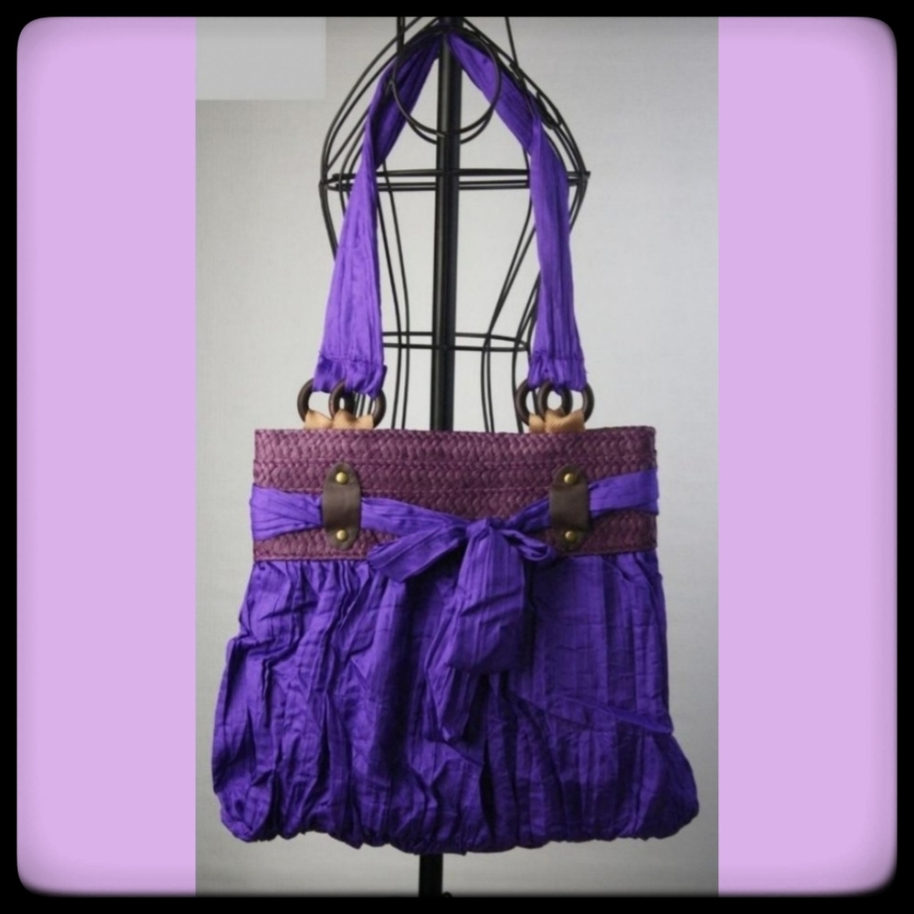 Crinkle Crepe Bags-Purple, Grey - Picture 2 of 6